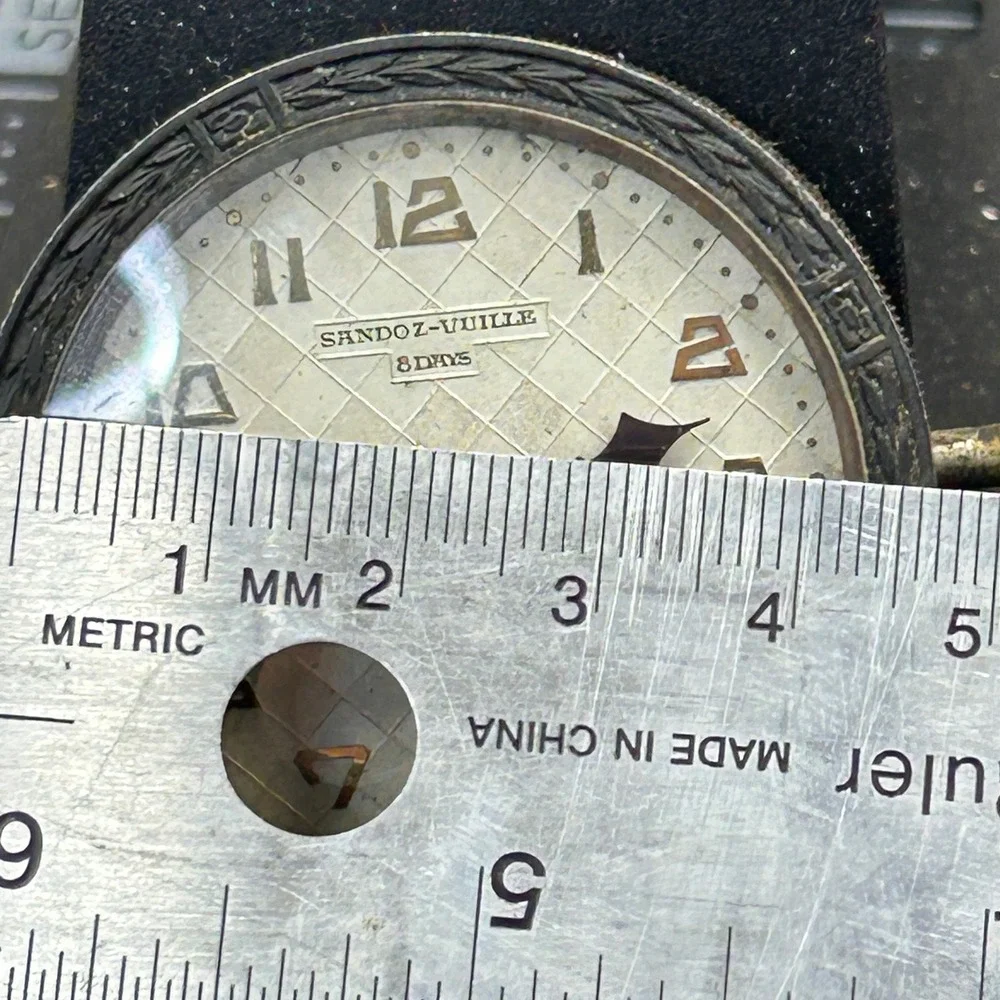 Sandoz-Vuille 8 Days Swiss Pocket Watch‎ Mechanical Complete Not Running Vintage